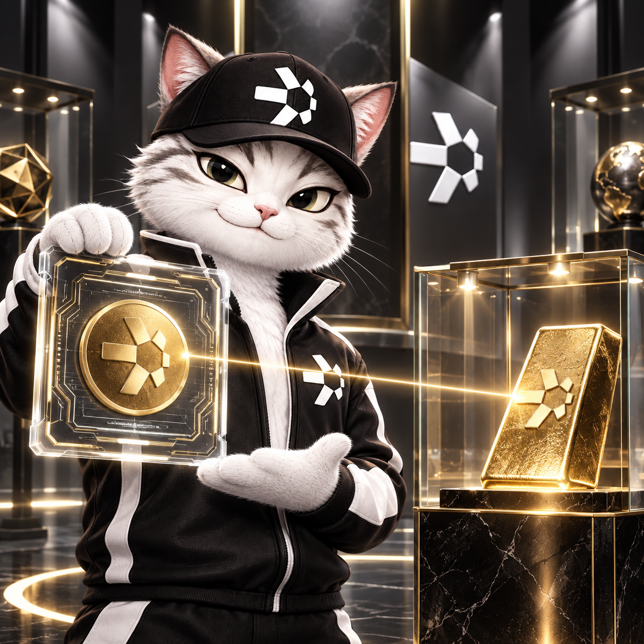 Quant Cat linking a digital certificate to a gold bar